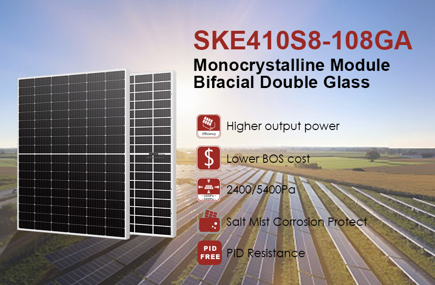 182 mm 500 W yarım hücreli iki yüzeyli PV modülü