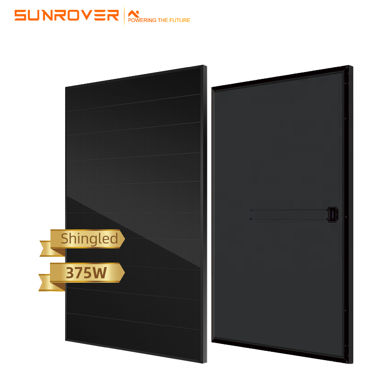 Tamamen siyah 375w 380w kiremitli güneş panelleri 375w örtüşen paneller
