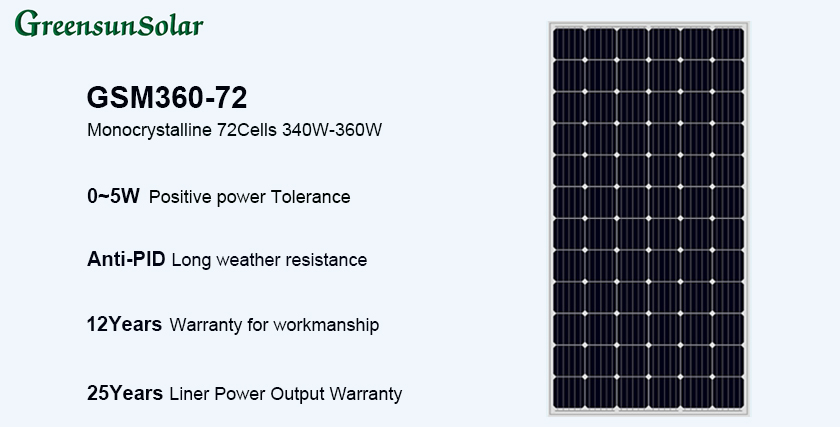 mono kristal güneş paneli 340w 350w 360w