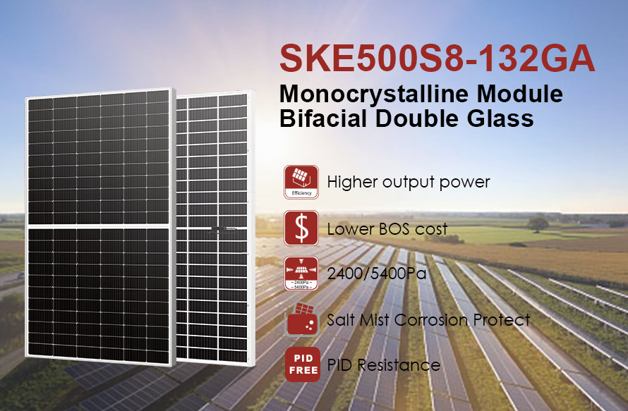 182mm 500W çift yüzeyli güneş paneli