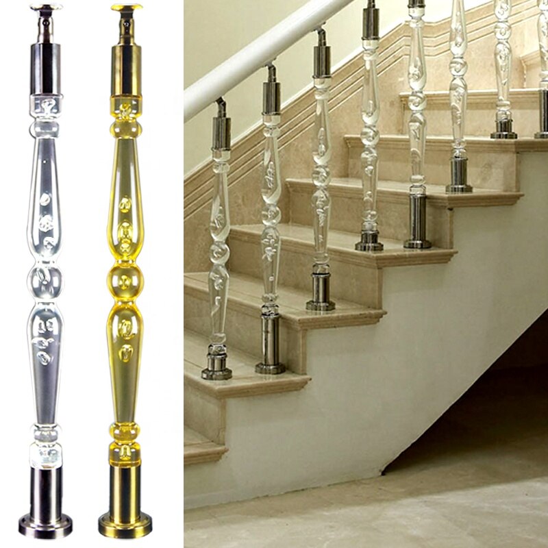 Modern dış balkon merdiven tasarımı güverte için akrilik korkuluk sütunu
