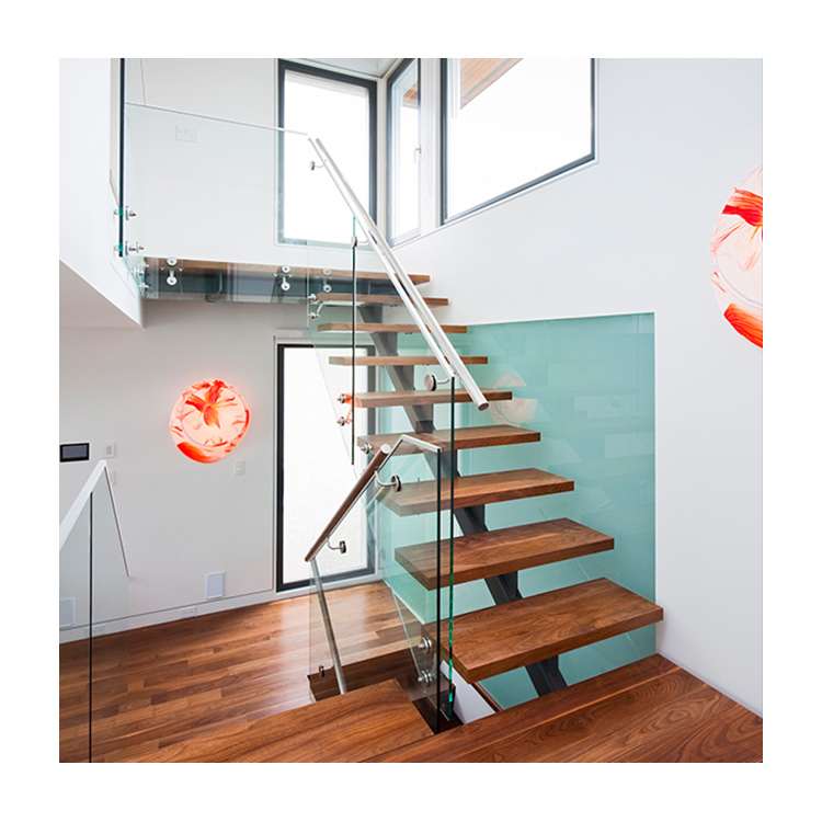 Evler için Cam Korkuluk Merdiven Tasarımları
