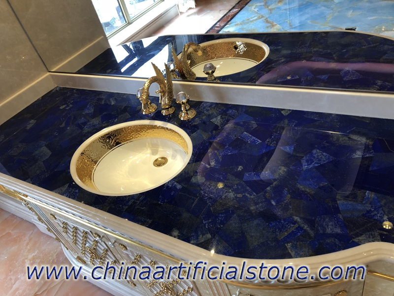 Lapis Lazuli Değerli Taş Çapraz Kesim Vanity Tops,