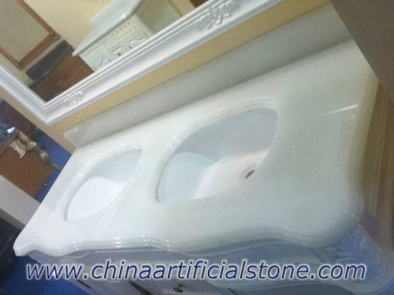 İnci Beyazı Geri Dönüşümlü Magna Cam Yüzeyli makyaj masası üstleri
