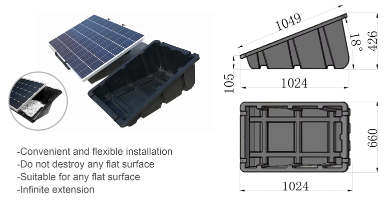 Güneş Panelleri için Plastik Balastlı Çatı Montaj Sistemi