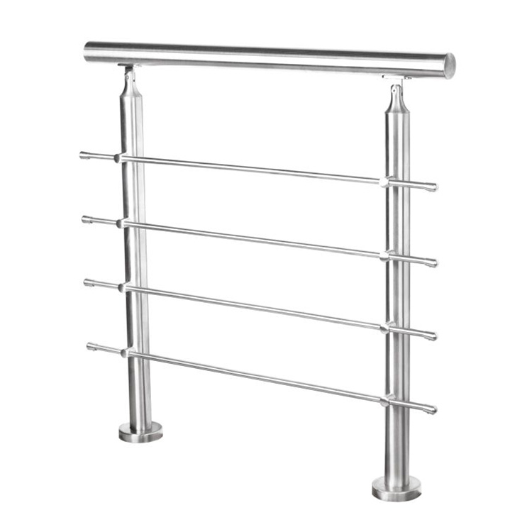 Balcong güverte için 304 paslanmaz çelik metal boru merdiven korkuluk sistemi
