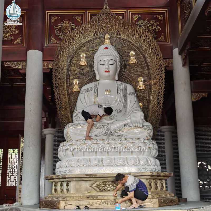 Doğal Taş El Sanatları Asya Dini Buda Heykeli
