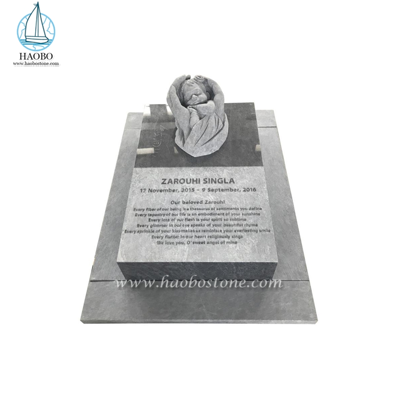 Özelleştirilmiş Gri Granit El Tutma Bebek Melek Oyma İşaret Anıtı
