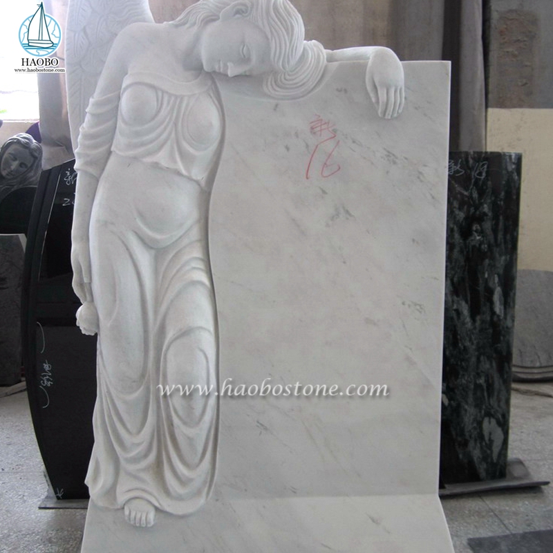 Çin Han Beyaz Mermer Kalp Melek Oyma Mezar Taşı
