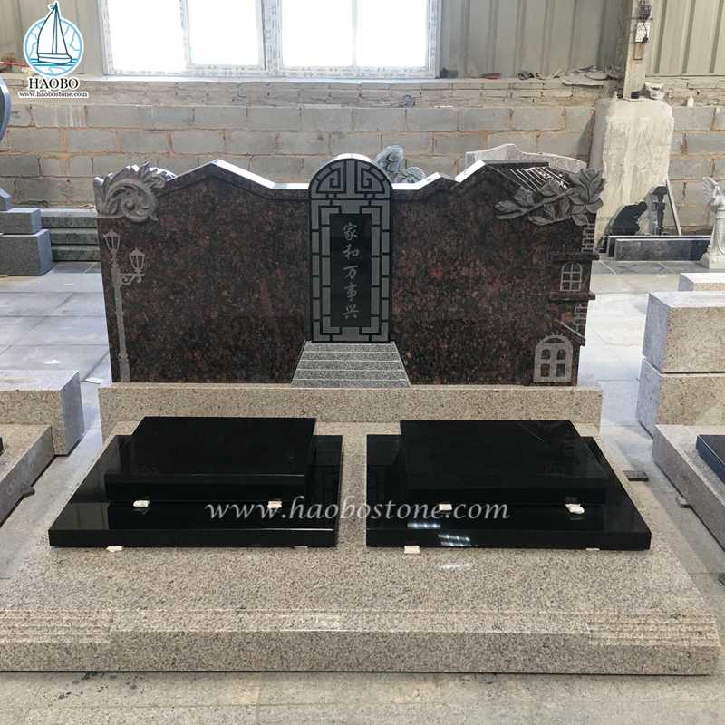 Çinliler Tarzı Granit Ev Oyma Çift Mezarlık Anıtı
