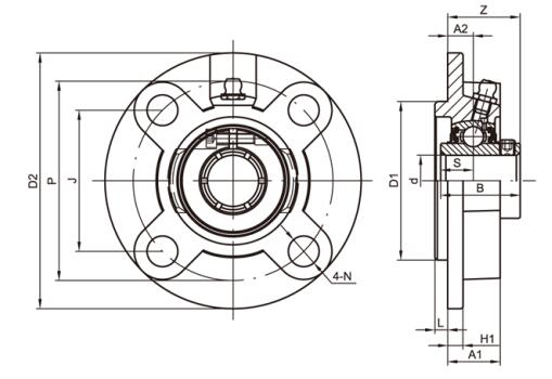 UCFCSX06 Flanşlı Kartuş Rulman Muhafazası