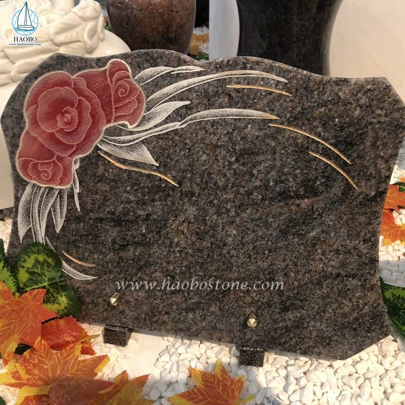 Paradiso Granit Çiçek Gravür Anıtı Plaketi
