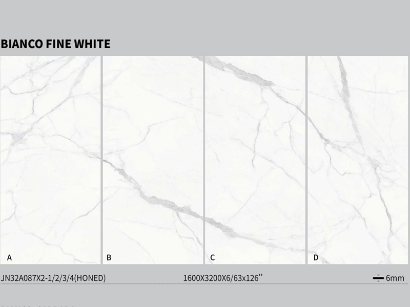 Bianco İnce Beyaz Mühendislik Sinterlenmiş Taş Duvar Karosu
