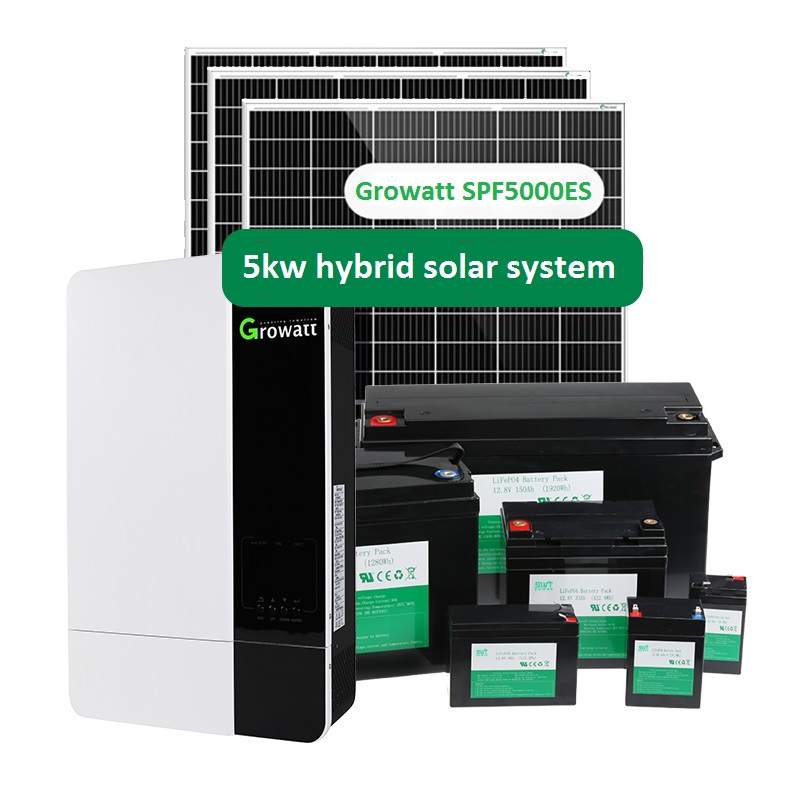 Growatt spfes 5kw hibrid invertör wifi 5kw güneş sistemi kitleri lityum pil ile BMS güneş paneli yapısı pv güç sistemi
