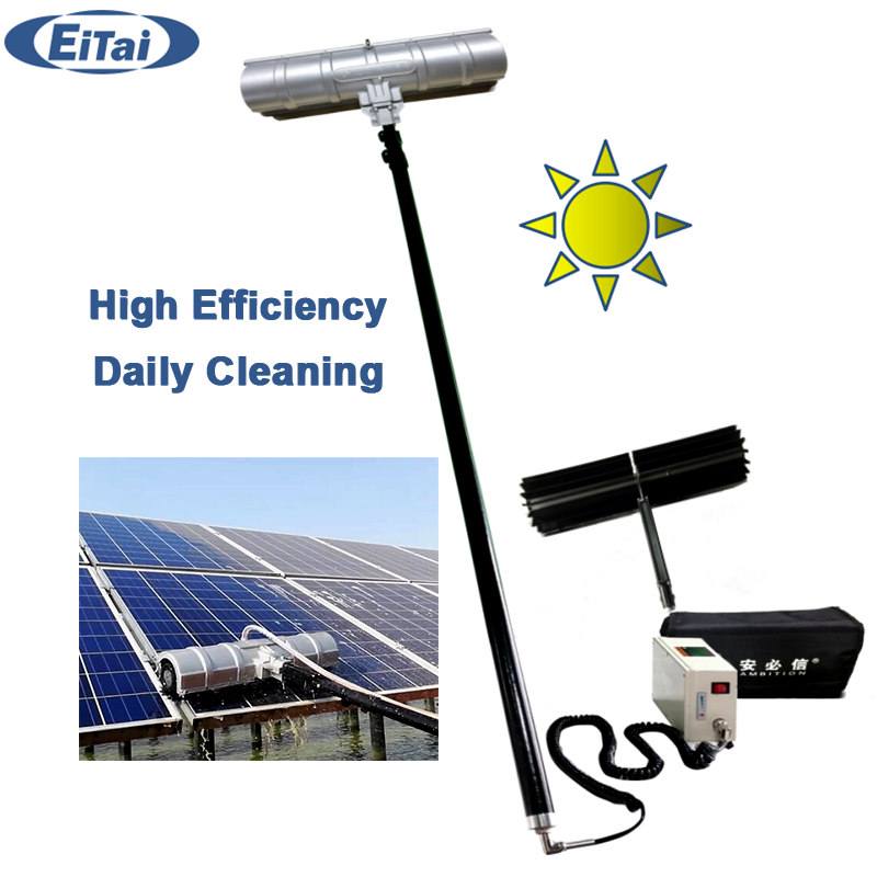 EITAI Solar Pv Panelleri Temizleme Makinesi Fabrikası Doğrudan Teleskopik 7.2m 10m Su Beslemeli Kutup Rulo Fırçalar Araçları
