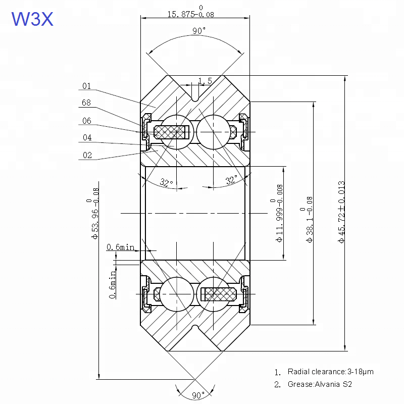 W3xX rulman çizimi