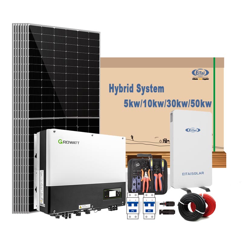 EITAI Komple Enerji Solar 5Kw Ev Kullanımı Hibrit Sistemler Pv Kiti Tek Üç Fazlı İnverter Lityum Duvara Monte Pil
