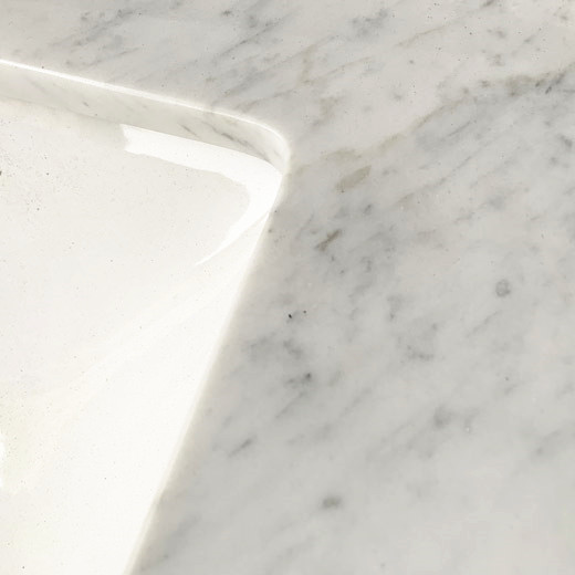 Boyuta Göre Kesilmiş Banyo Vanity Top Doğal Taş Tipi Carrara Beyaz Mermer Top, Özel Paketli
