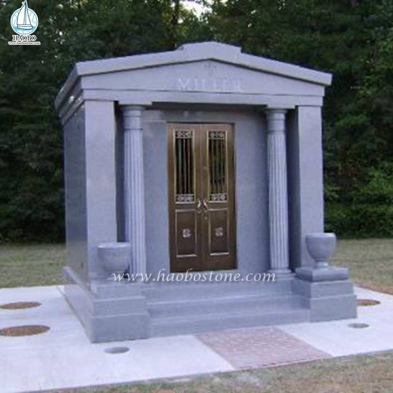 Yeni Tasarım 6 Crypts Doğal Granit Mezarlık Mozolesi
