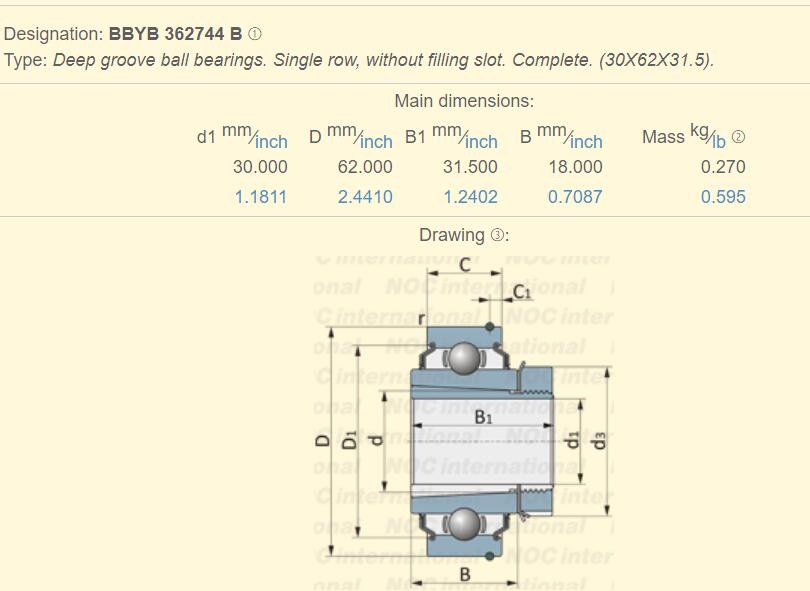 BBYB 362744 B Rulman Ölçüsü